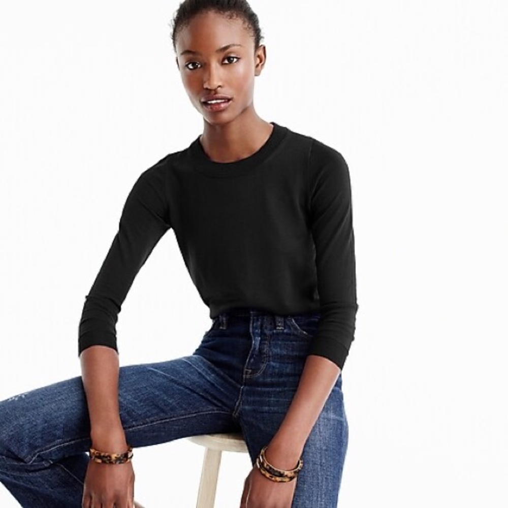 J. Crew black tippi merino wool crew neck sweater